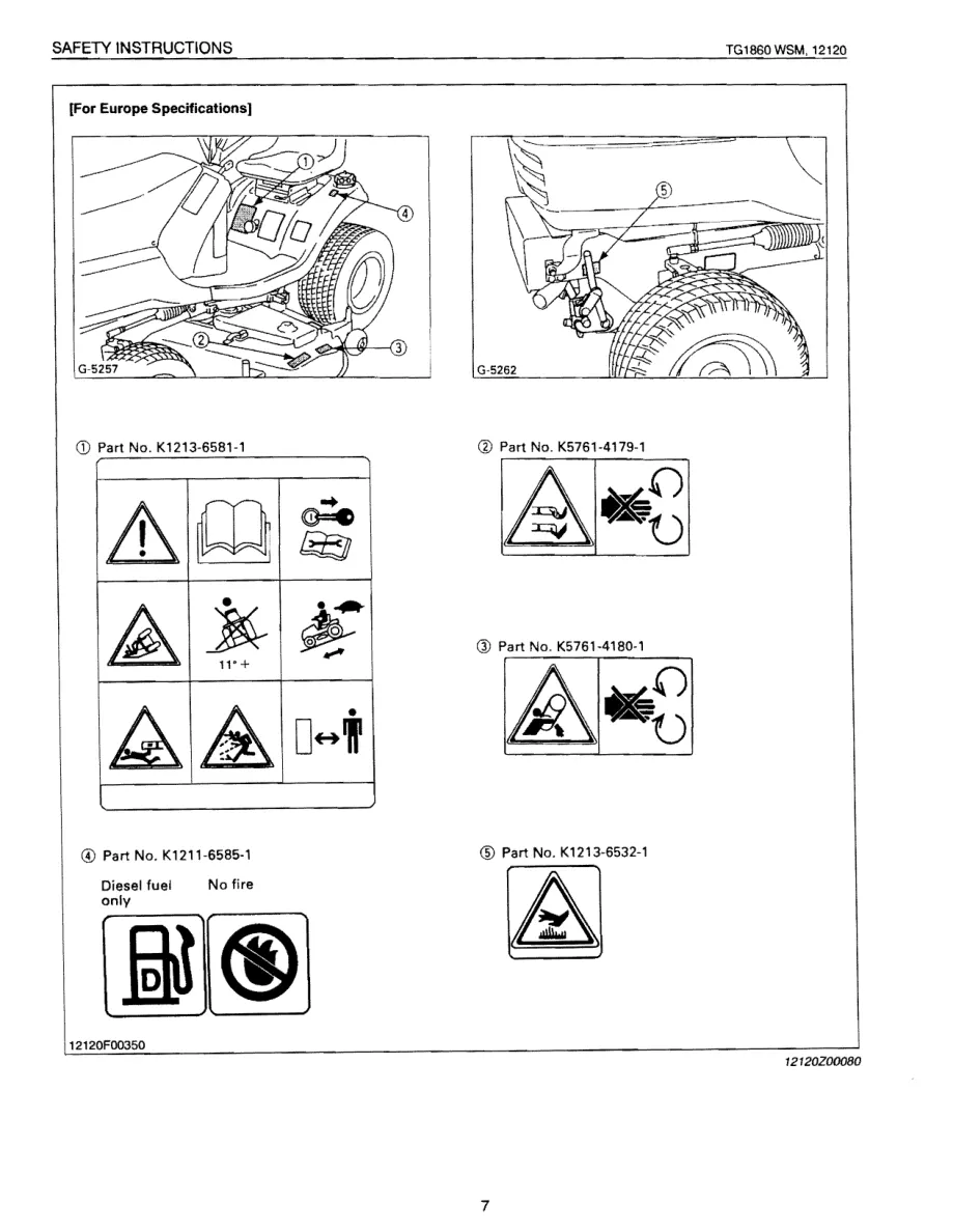 Kubota TG1860 TG1860G Tractor Service & Repair Manual preview page 6