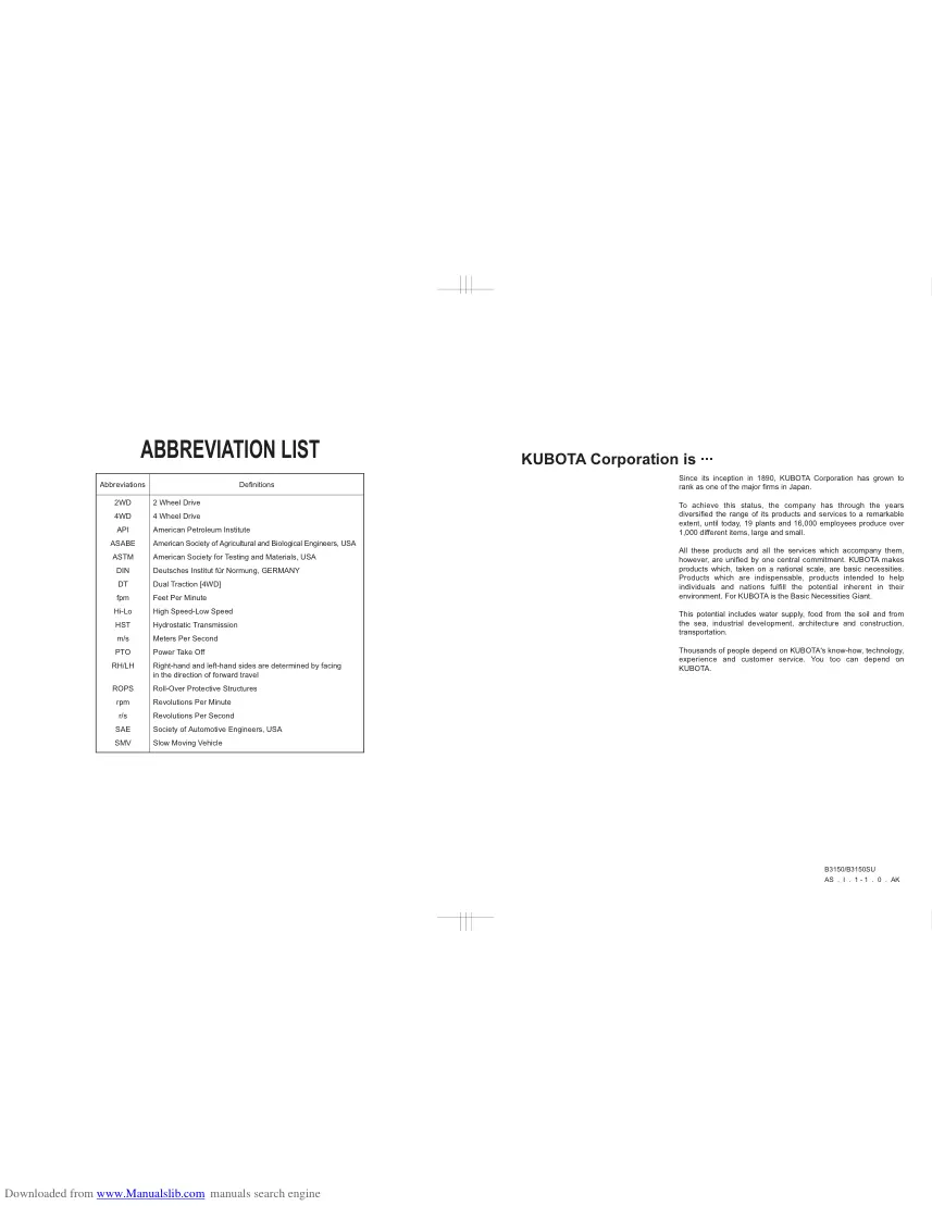 Kubota tractor B3150 B3150SU Operator's Manual preview page 2