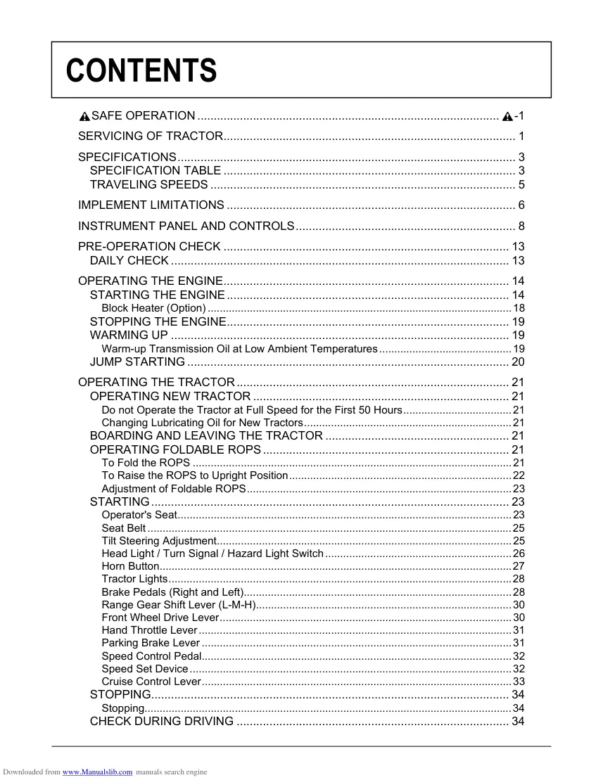 Kubota tractor B3150 B3150SU Operator's Manual preview page 5