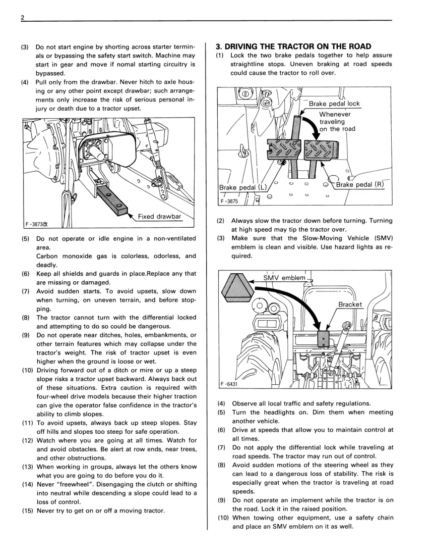 Kubota Tractor L2250 L2550 L2850 L3250 2WD 4WD Operator's Manual preview page 6