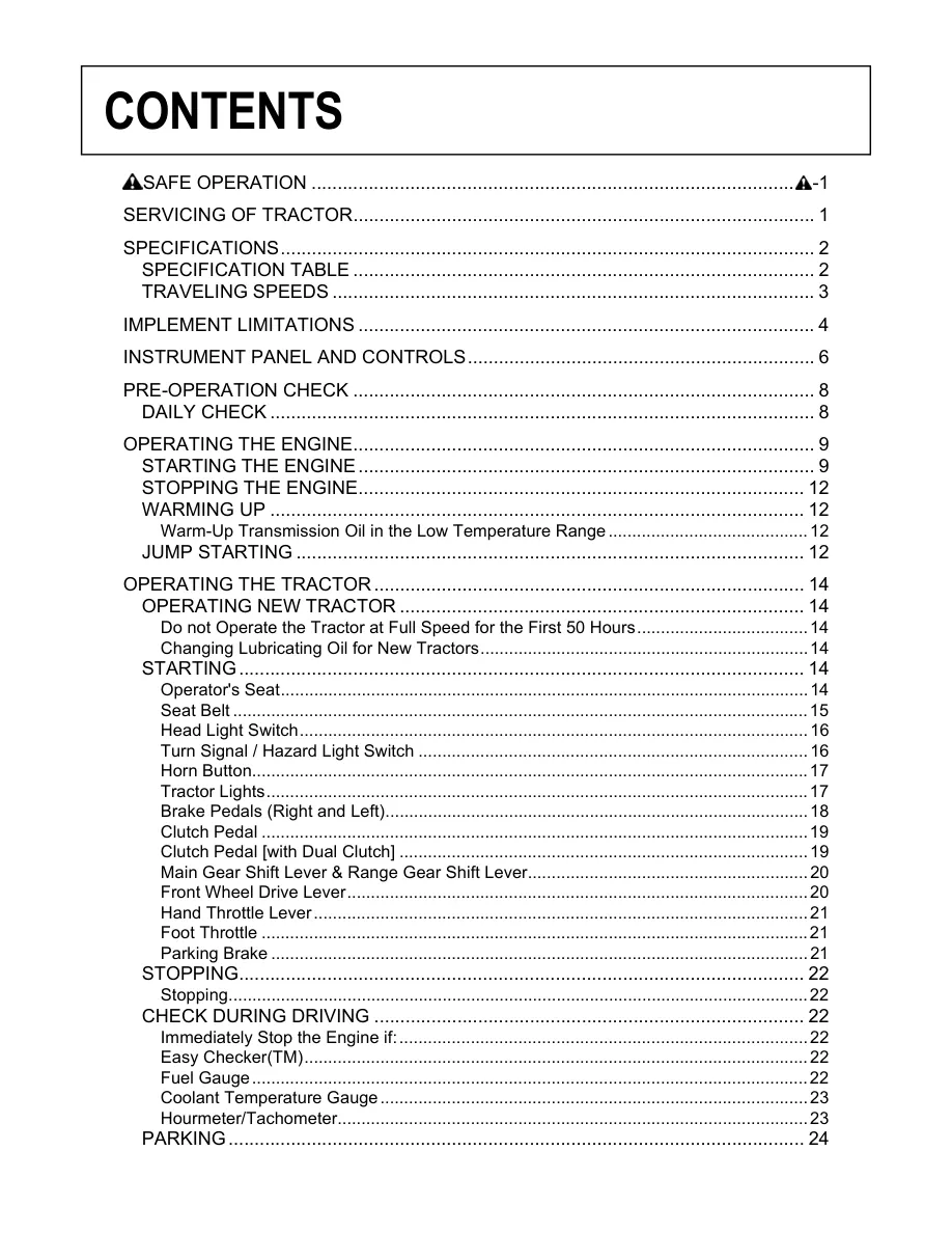 Kubota Tractor L3200 L3800 Operator's Manual preview page 5