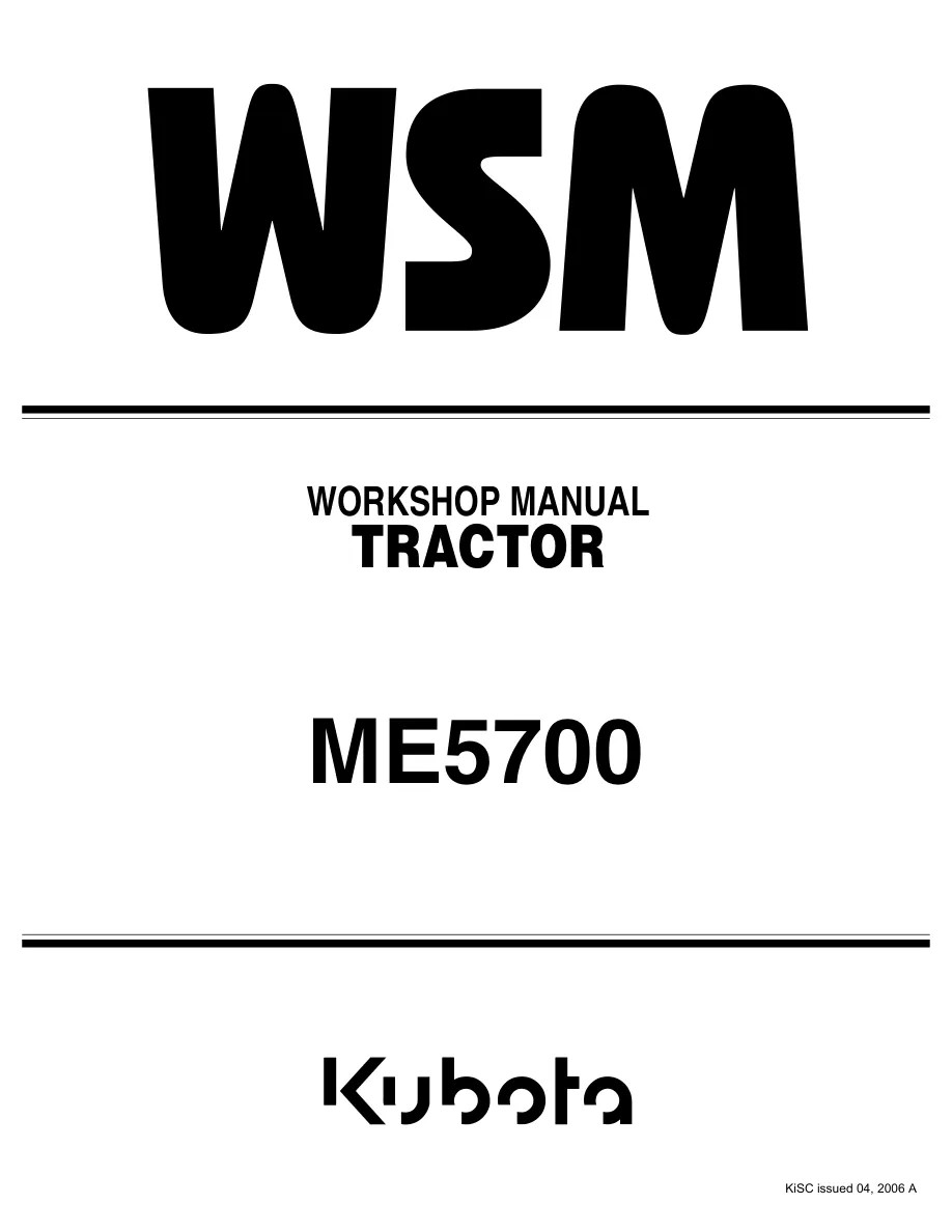 Kubota Tractor ME5700 Service & Repair Manual preview page 1