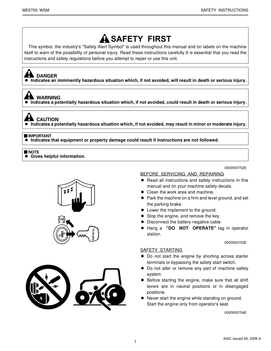 Kubota Tractor ME5700 Service & Repair Manual preview page 3