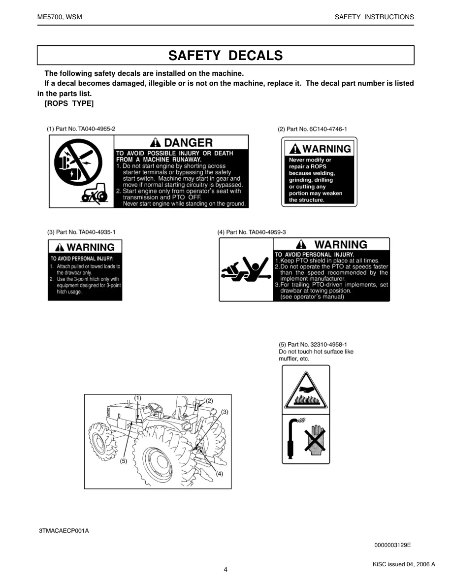 Kubota Tractor ME5700 Service & Repair Manual preview page 6