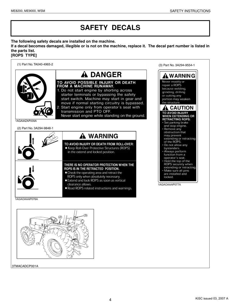 Kubota Tractor ME8200 ME9000 Service & Repair Manual preview page 6