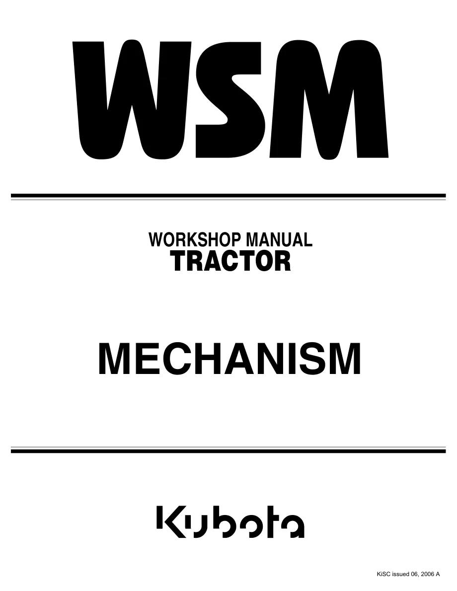 Kubota Tractor Mechanism Service & Repair Manual preview page 1
