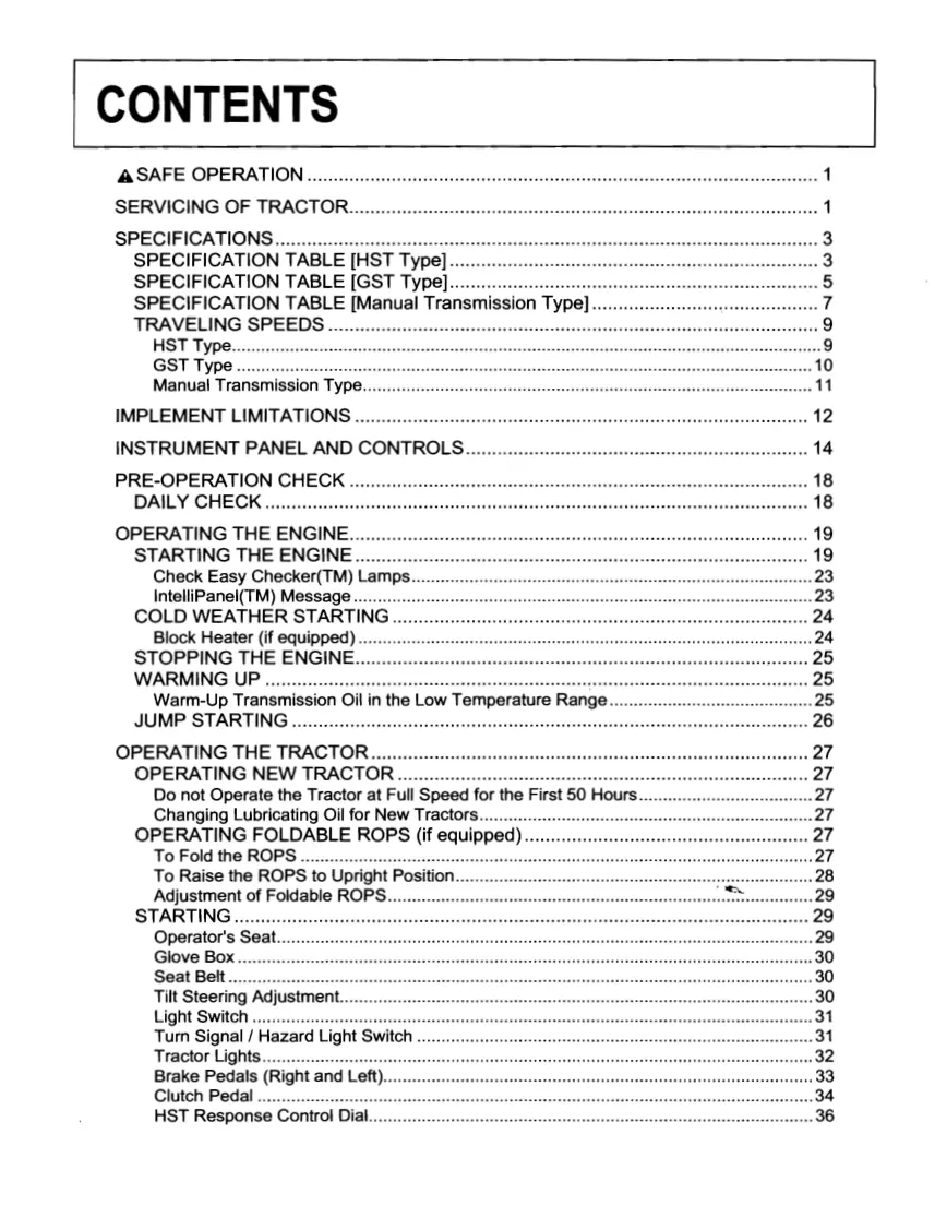 Kubota Tractor Operator's Manual preview page 5