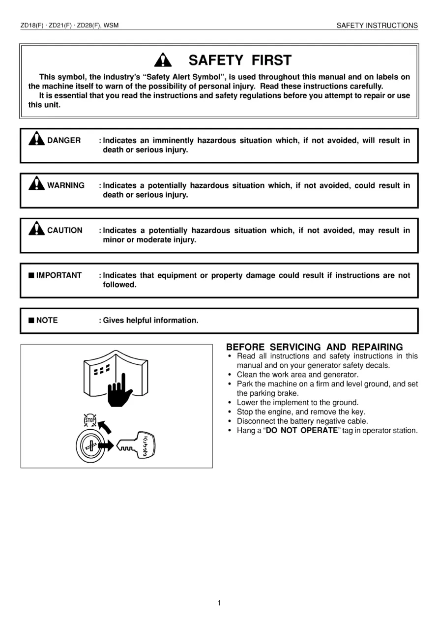 Kubota Zd18 Zd21 Zero Turn Mower Service & Repair Manual preview page 3