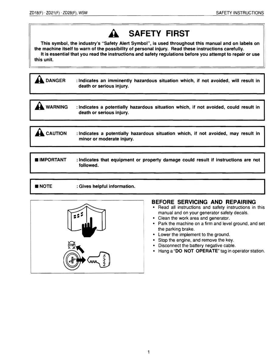 Kubota ZD21 Zero Turn Mower Service & Repair Manual preview page 1