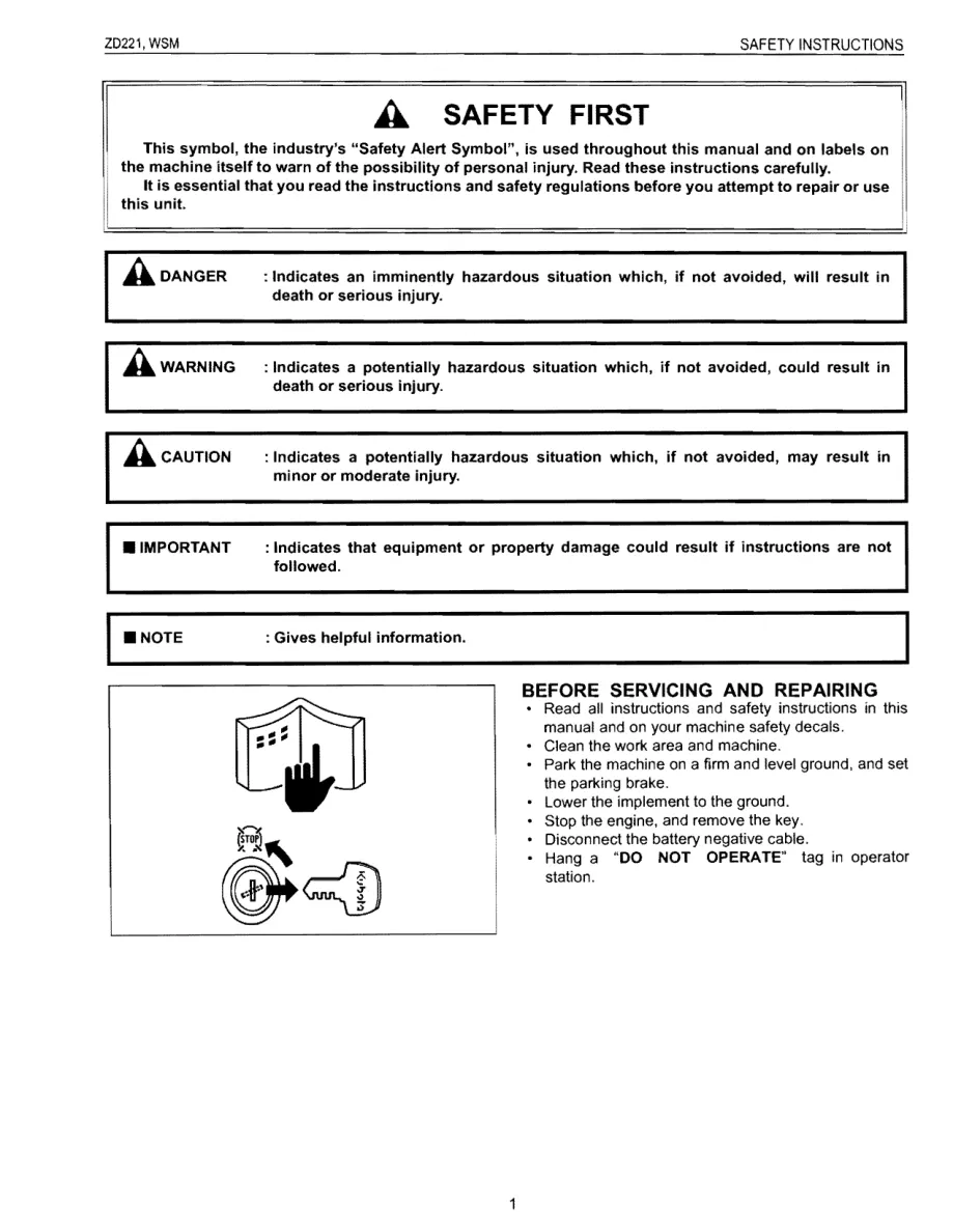 Kubota ZD221 Zero Turn Mower Service & Repair Manual preview page 1