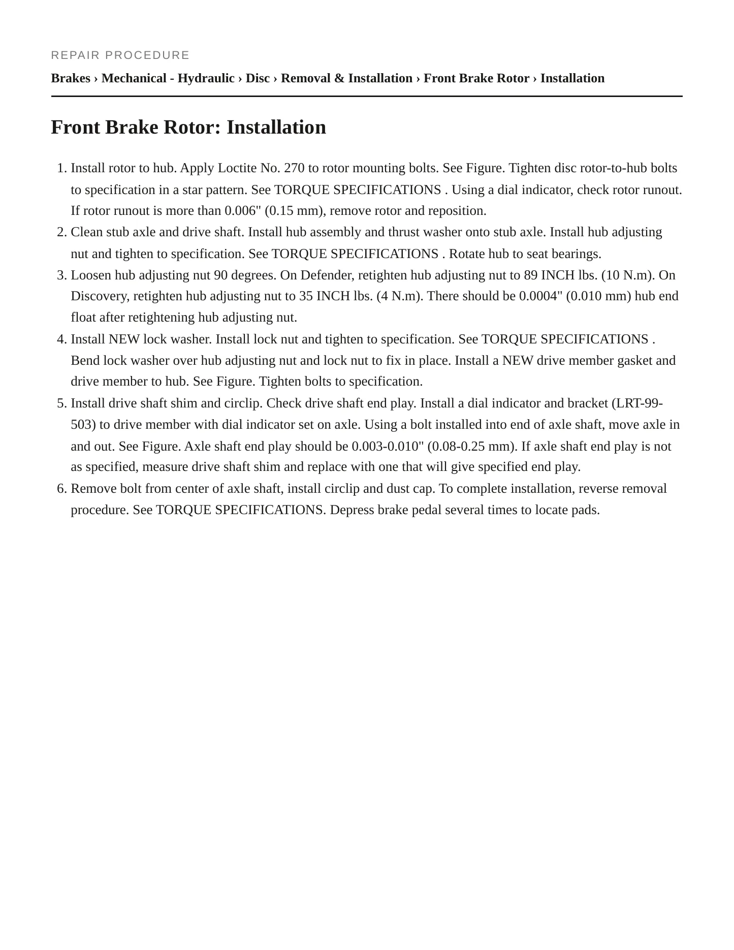 1997 Land Rover Discovery service manual page 4