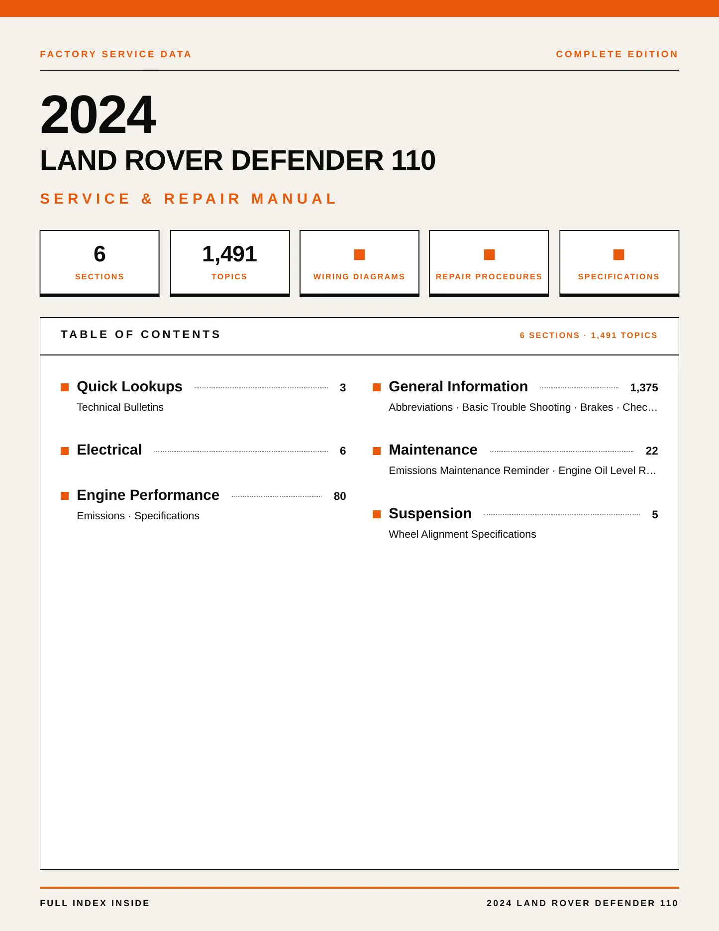 2024 Land Rover Defender 110 service manual page 1