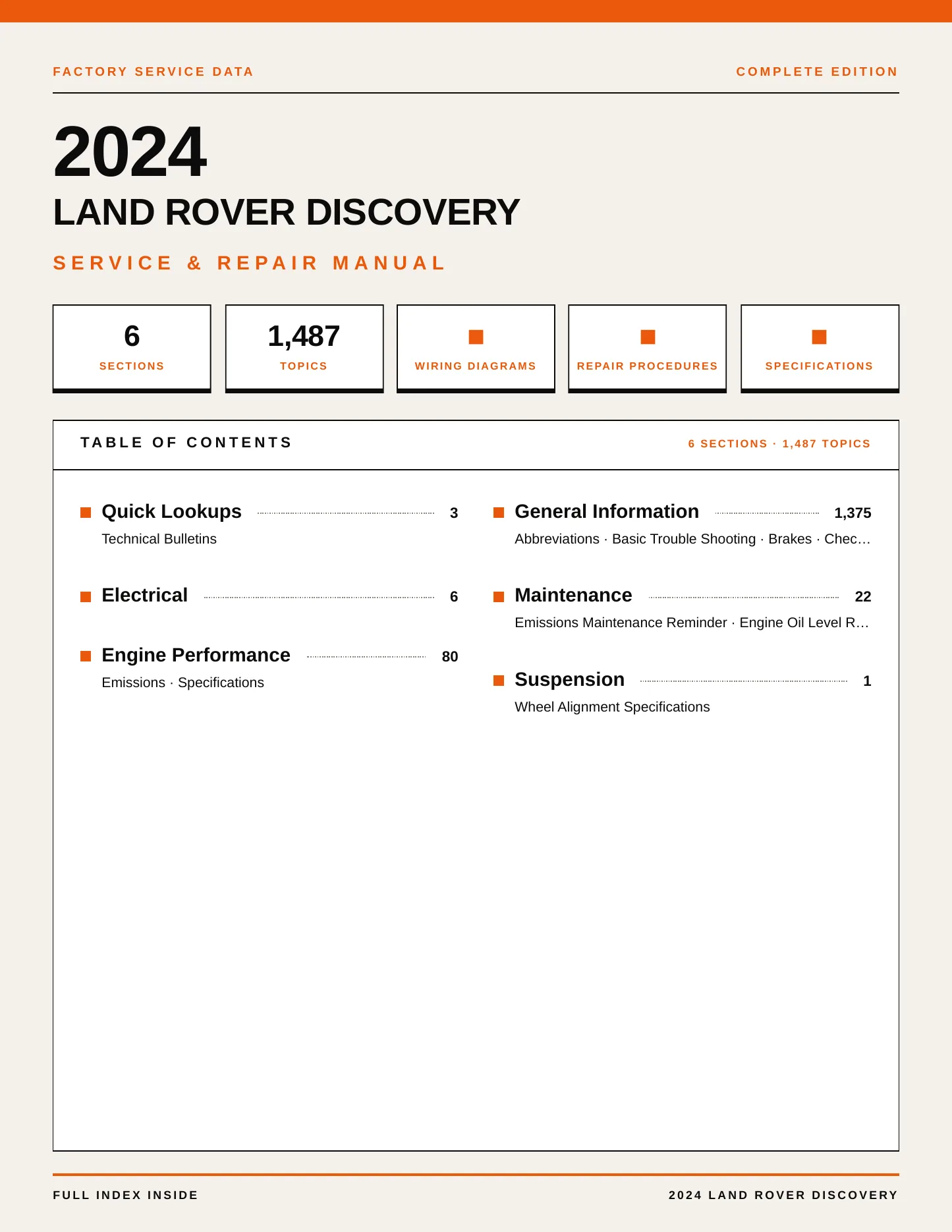 2024 Land Rover Discovery Service and Repair Manual preview page 1
