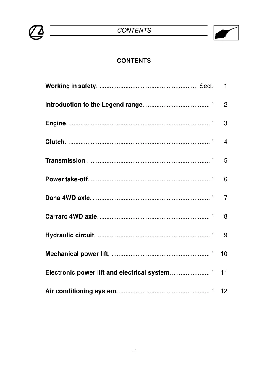 Landini Legend 110 115 130 145 165 Tractor Service & Repair Manual preview page 2