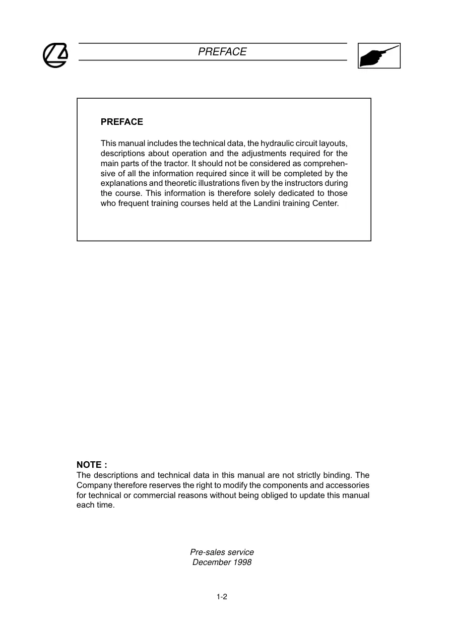 Landini Legend 110 115 130 145 165 Tractor Service & Repair Manual preview page 3