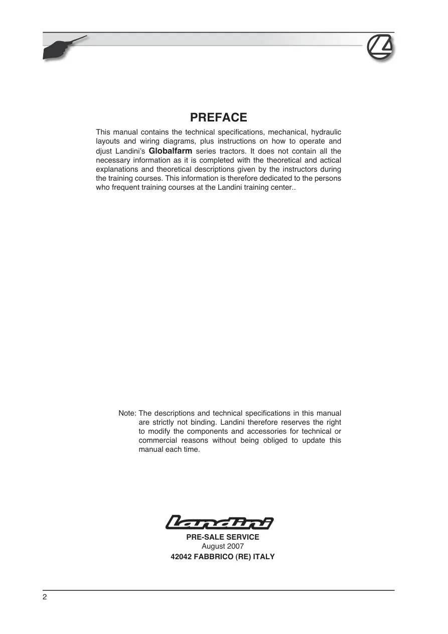 Landini Powerfarm 90 Tractor Service & Repair Manual preview page 2