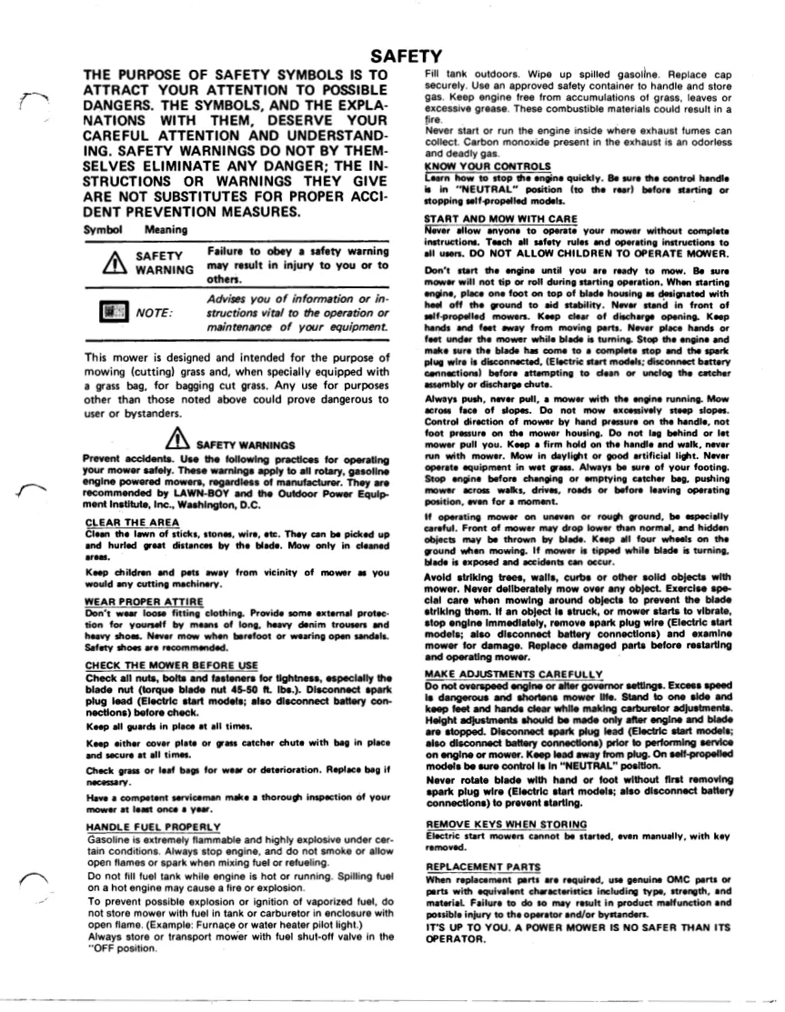 Lawn Boy 1988-2000 F Series Engine Walk-Behind Mower Service & Repair Manual preview page 3
