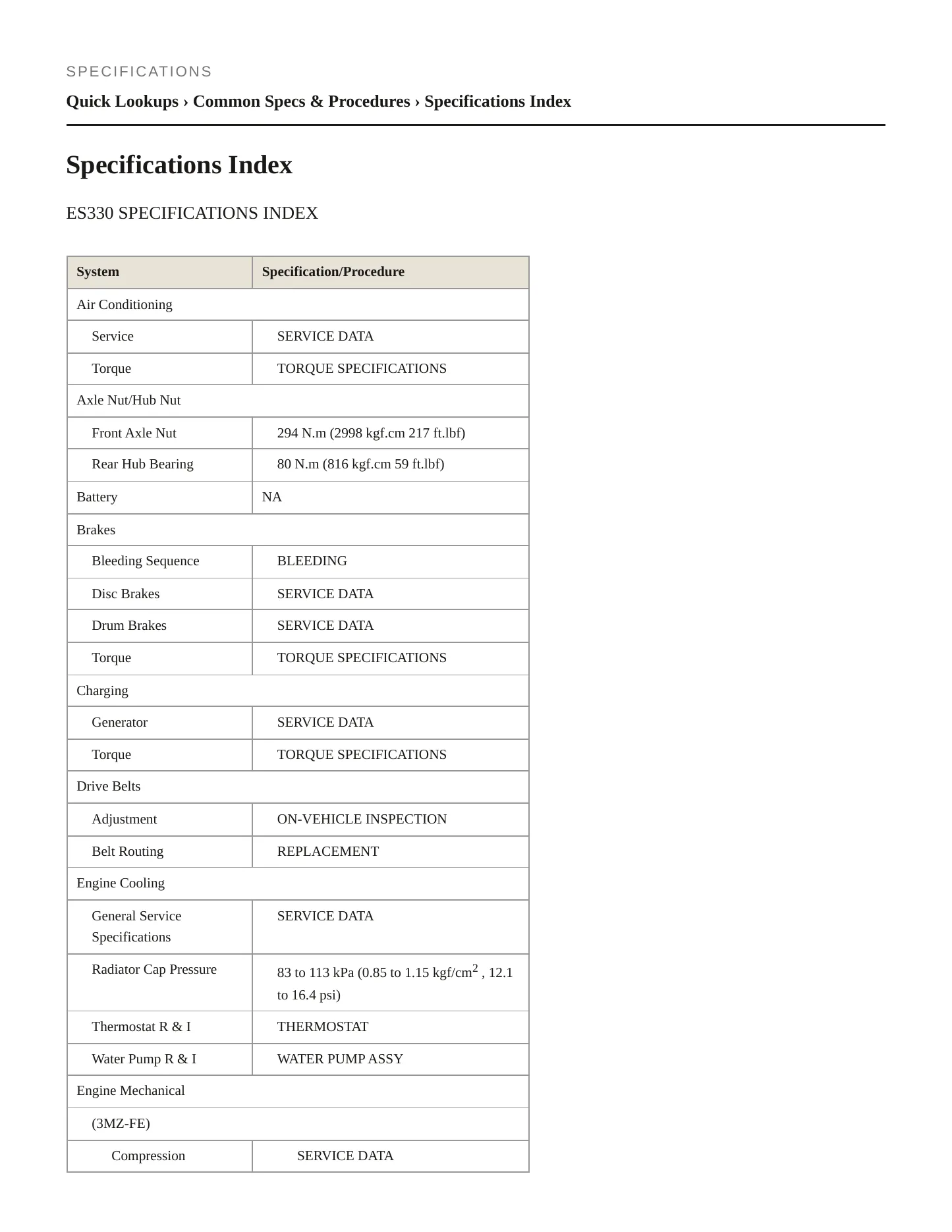 2006 Lexus ES 330 Service and Repair Manual preview page 2