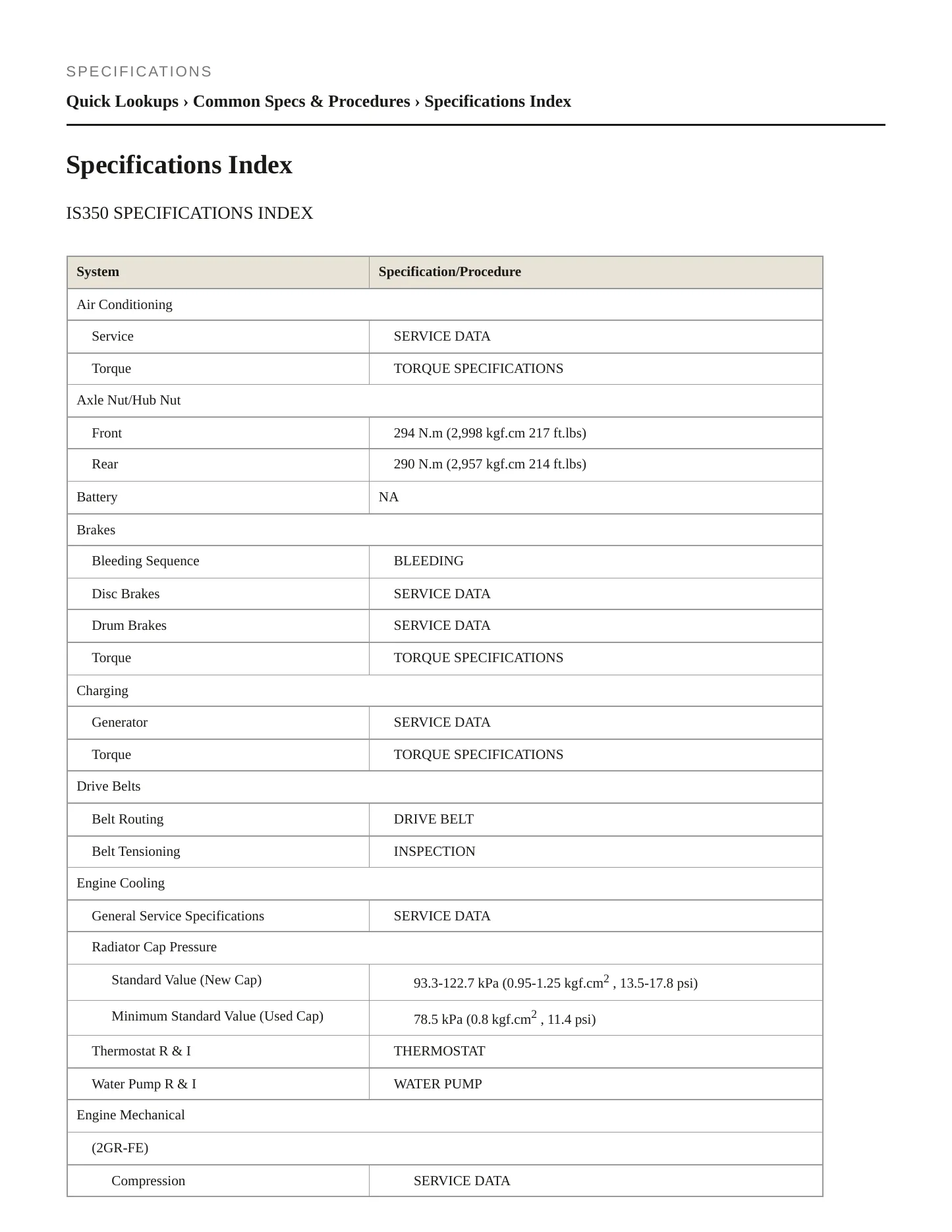2007 Lexus IS 350 Service and Repair Manual preview page 2