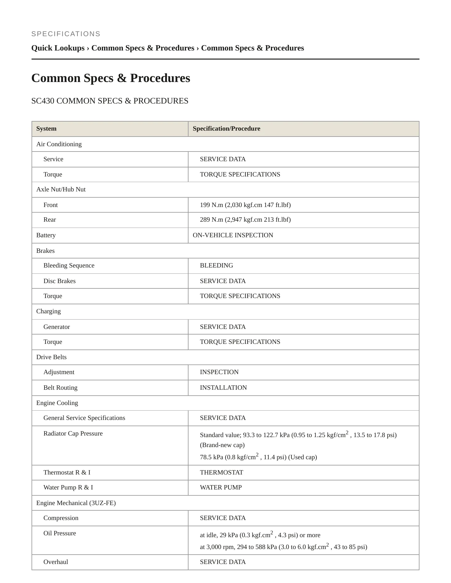 2009 Lexus SC 430 Service and Repair Manual preview page 2
