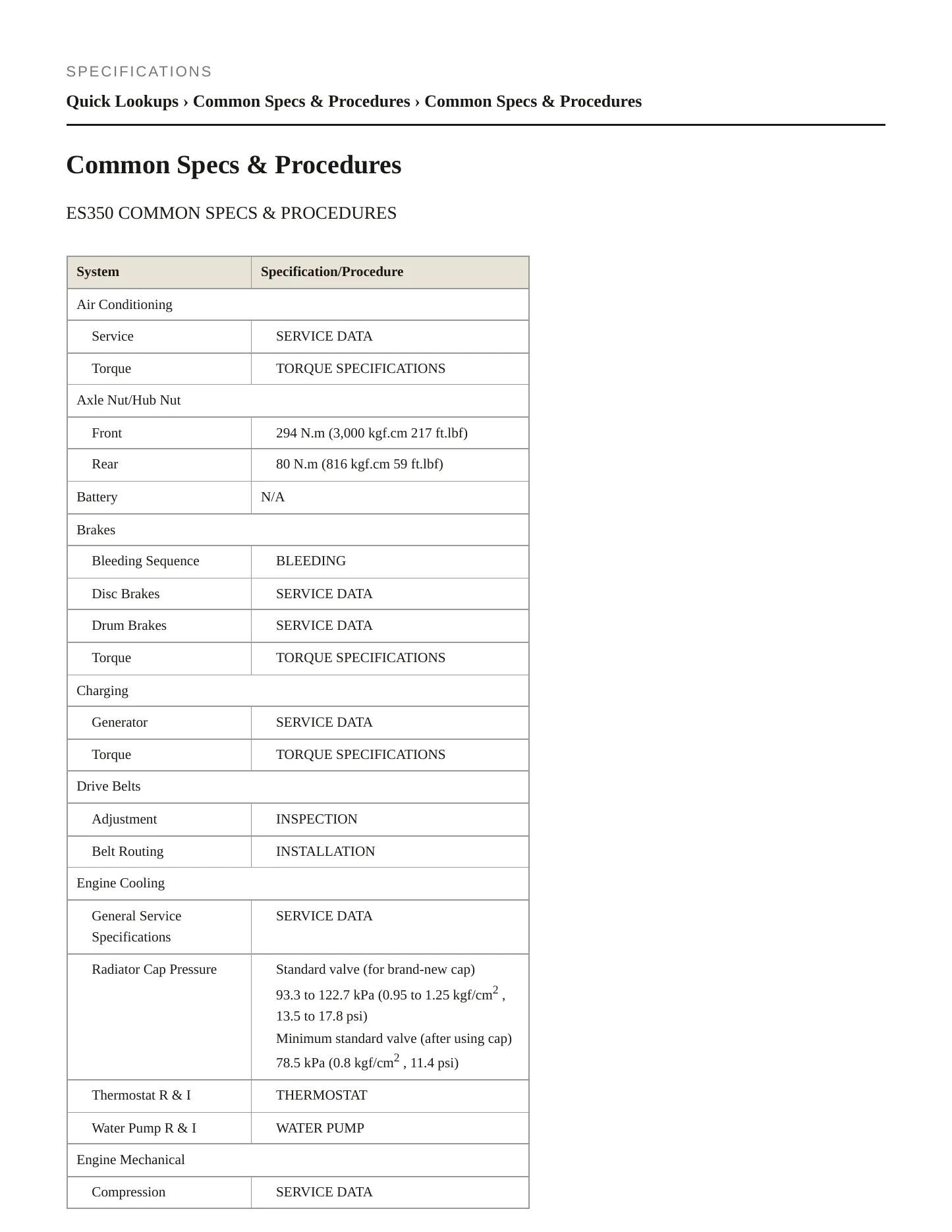 2010 Lexus ES 350 Service and Repair Manual preview page 2