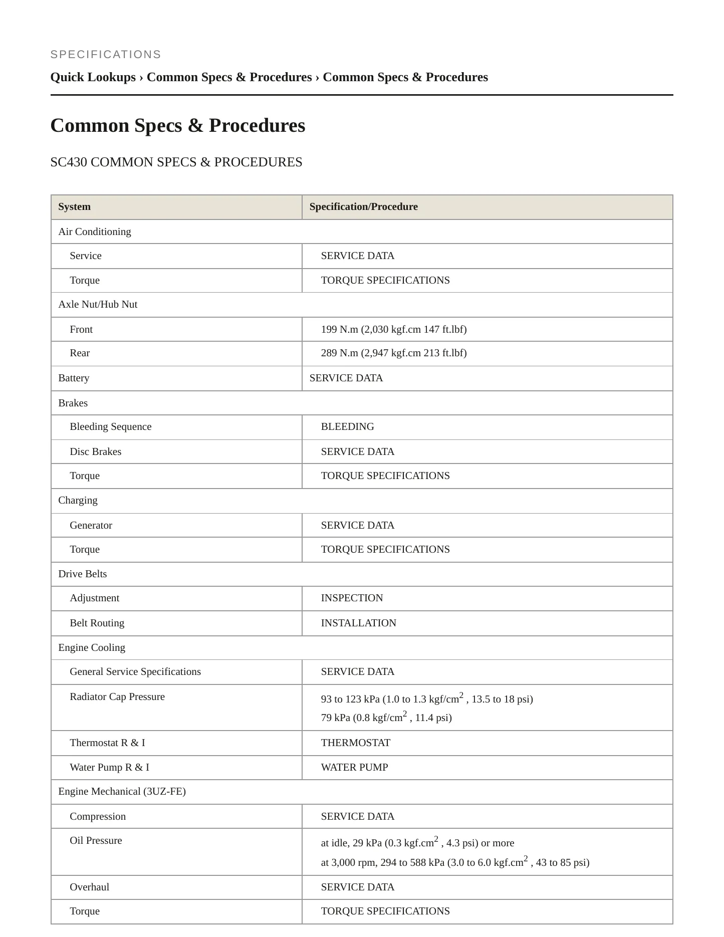 2010 Lexus SC 430 service manual page 2