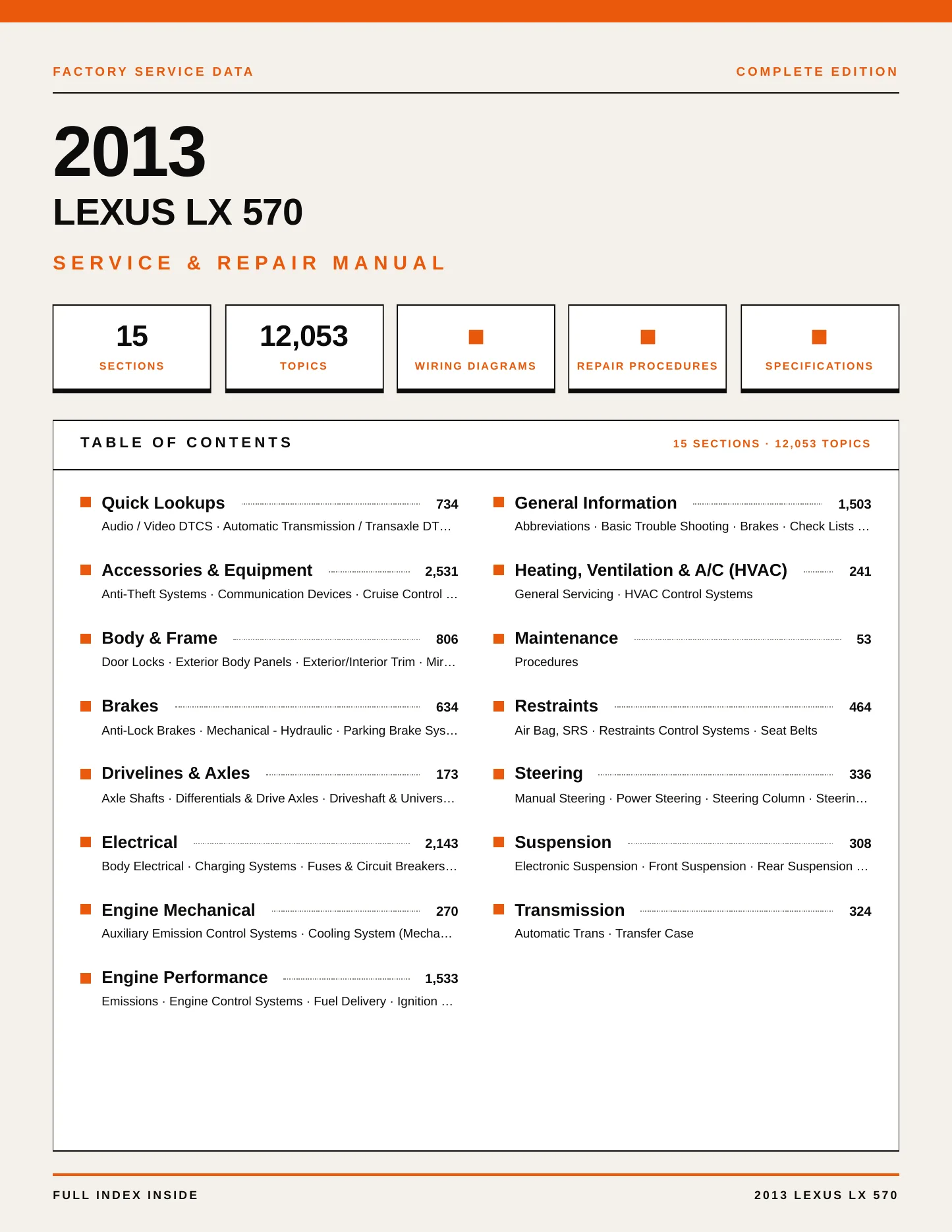 2013 Lexus LX 570 Service and Repair Manual preview page 1