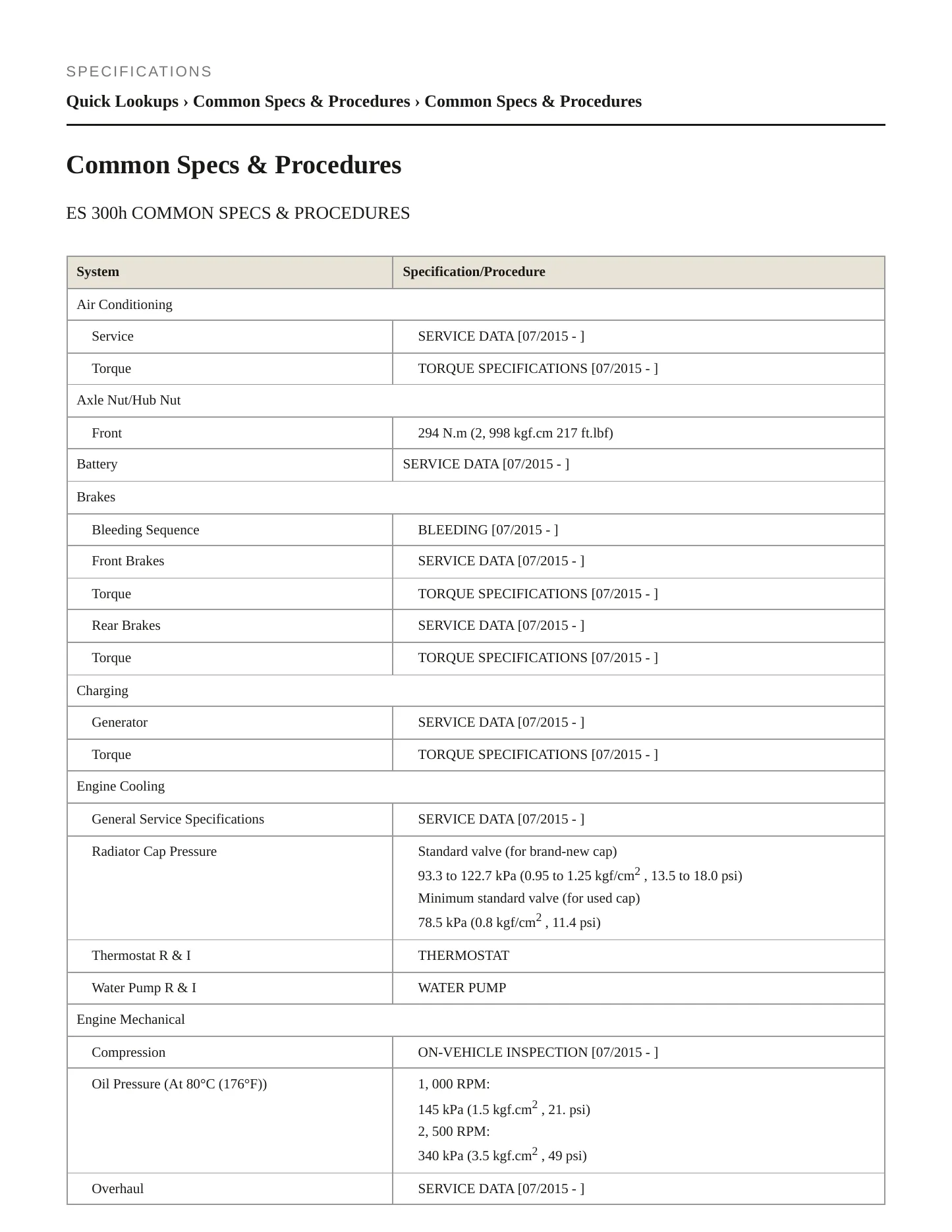 2017 Lexus ES 300h Service and Repair Manual preview page 2