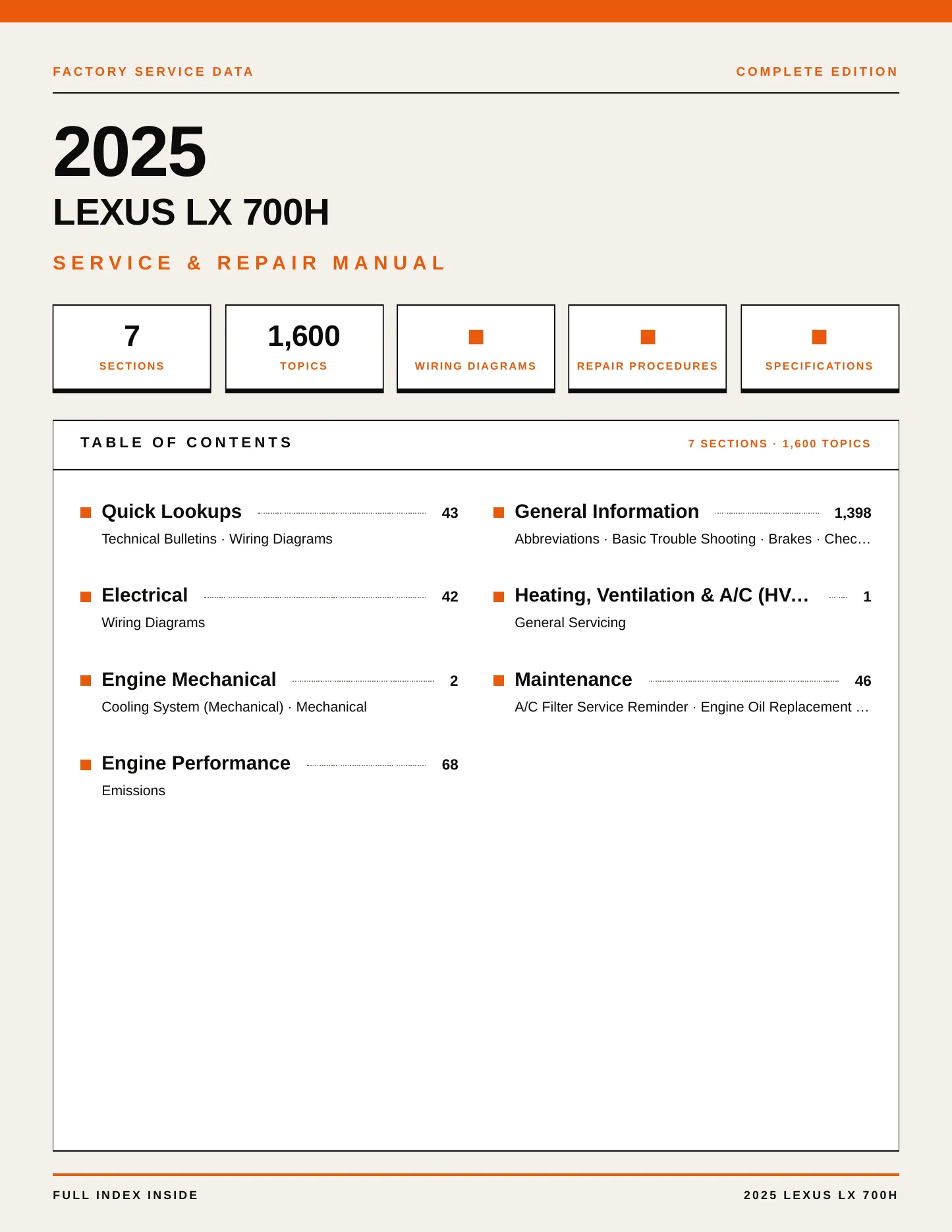 2025 Lexus LX 700h Service and Repair Manual preview page 1