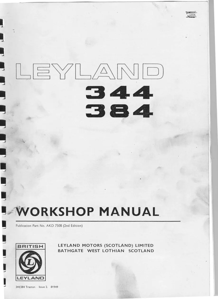Leyland 344 384 Frontend Loader Service & Repair Manual preview page 1