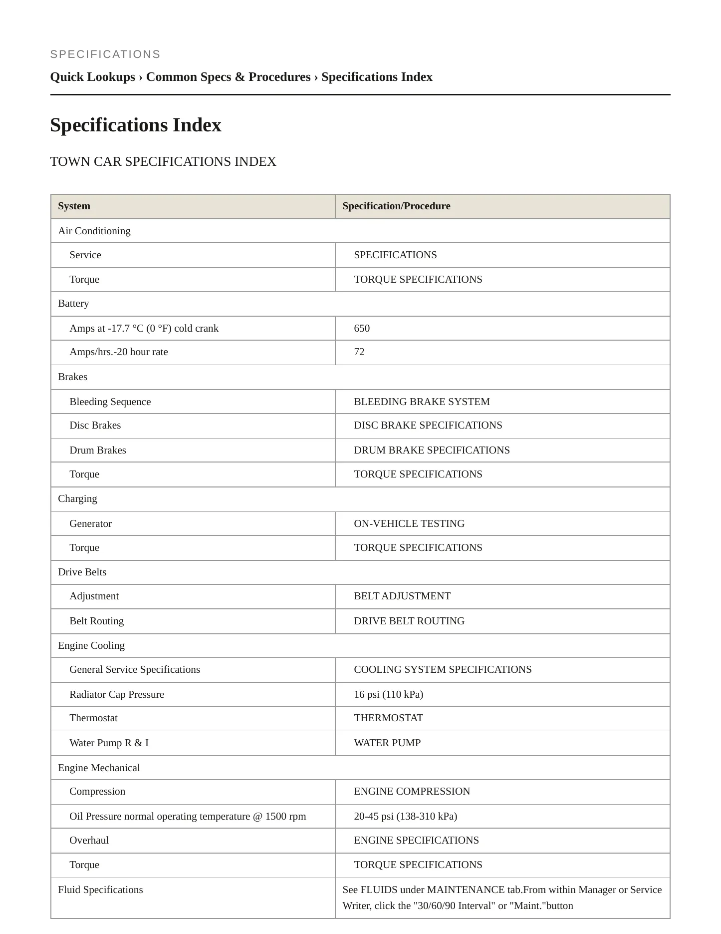 1999 Lincoln Town Car Service and Repair Manual preview page 2