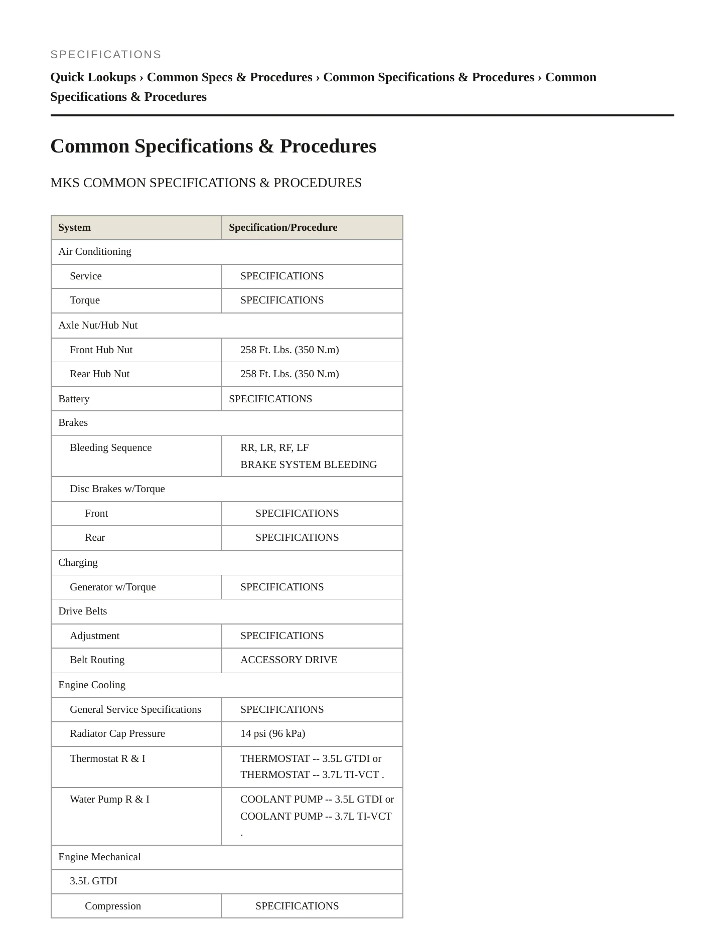 2014 Lincoln MKS Service and Repair Manual preview page 2