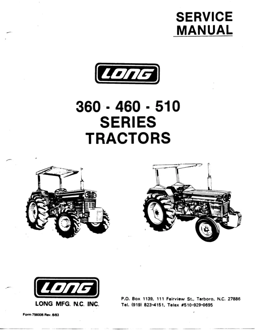Long Loang 360/460/510 Series Tractors Service & Repair Manual preview page 1