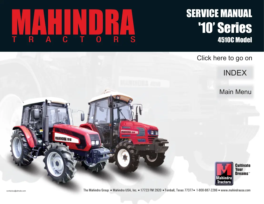 Mahindra 4510 Tractor Service & Repair Manual preview page 1