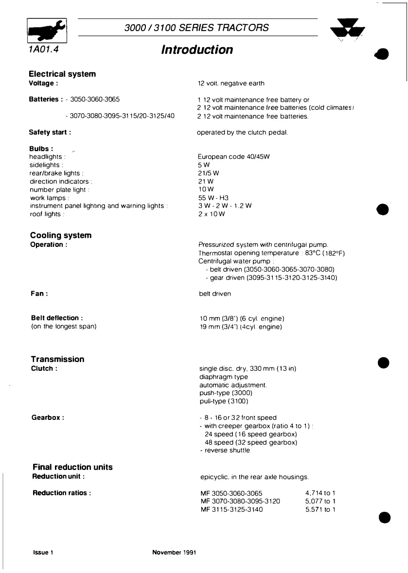 Massey Ferguson 3000 3100 Series Tractor Service & Repair Manual preview page 6