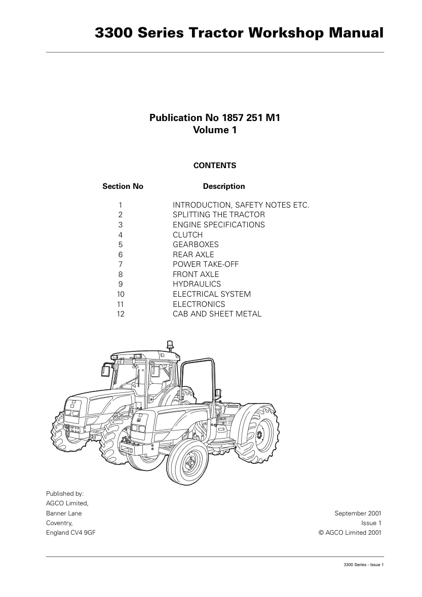 Massey Ferguson 3300 Series Tractor Service & Repair Manual preview page 1