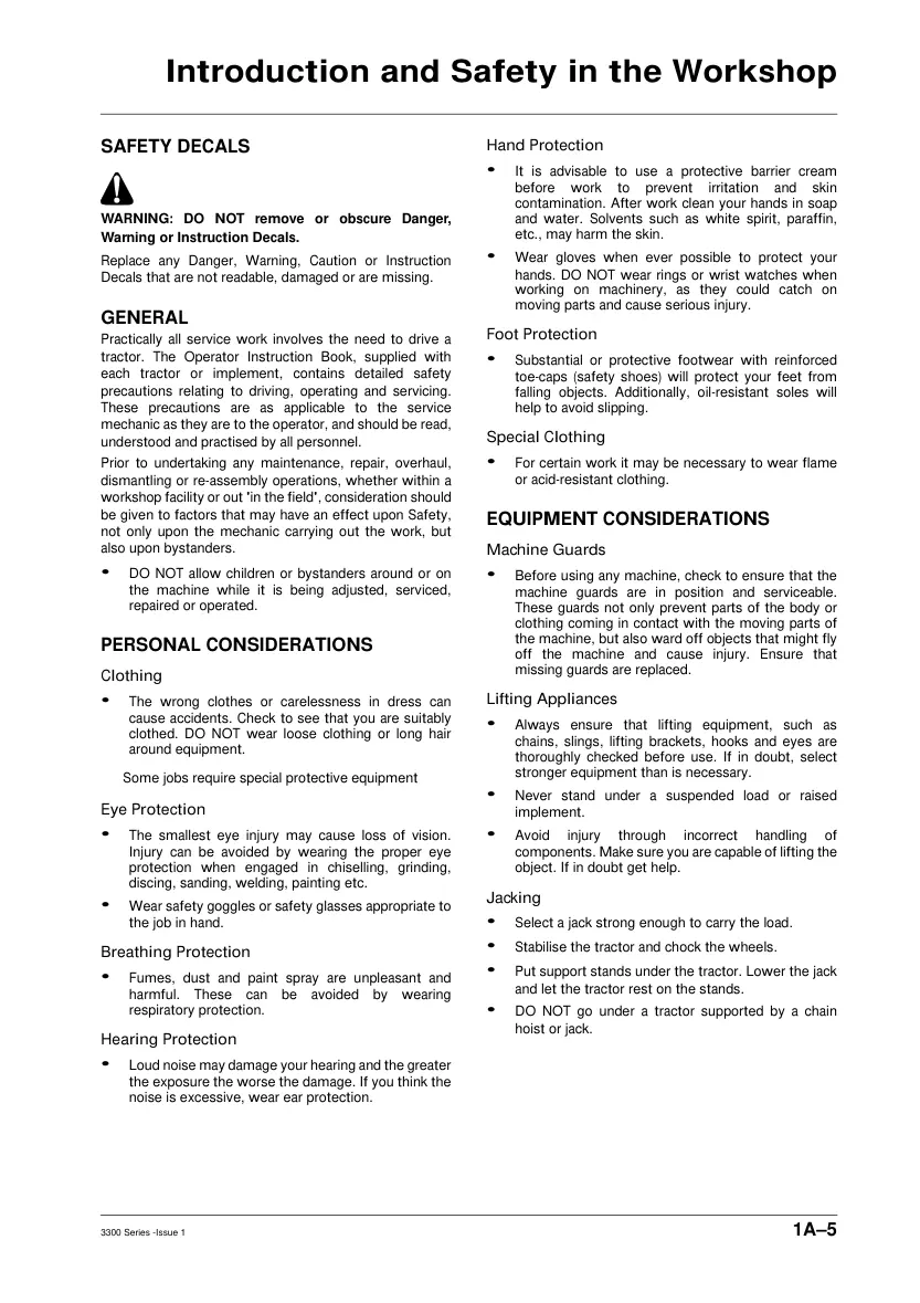 Massey Ferguson 3300 Series Tractor Service & Repair Manual preview page 6