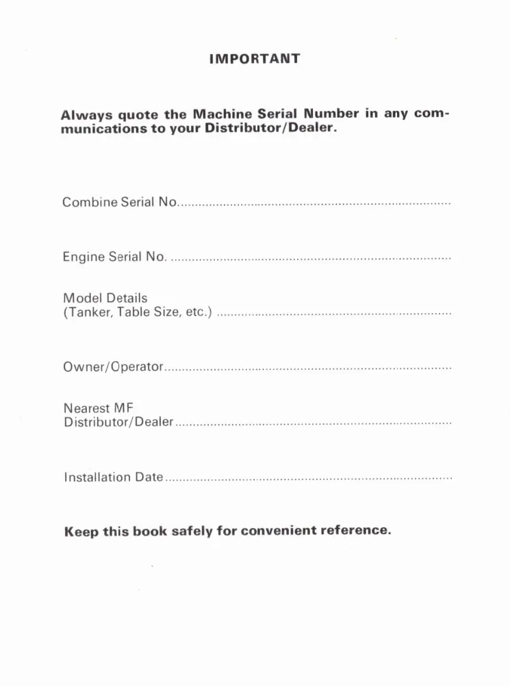 Massey Ferguson 520 525 Super II MF Combine Operator's Manual preview page 2