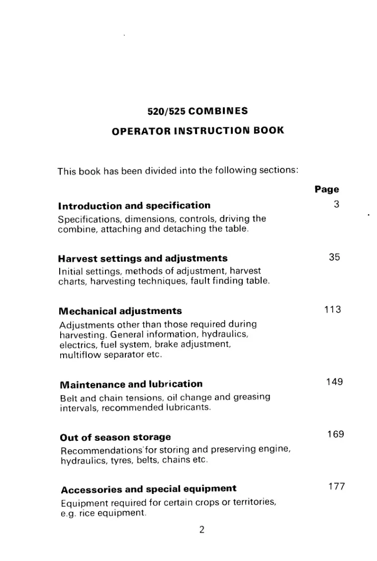 Massey Ferguson 520 525 Super II MF Combine Operator's Manual preview page 4