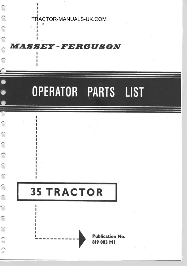Massey Ferguson FE-35 Tractor Parts Manual preview page 1