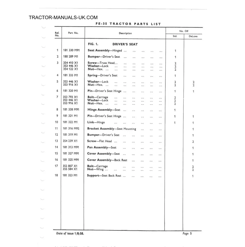 Massey Ferguson FE-35 Tractor Parts Manual preview page 4