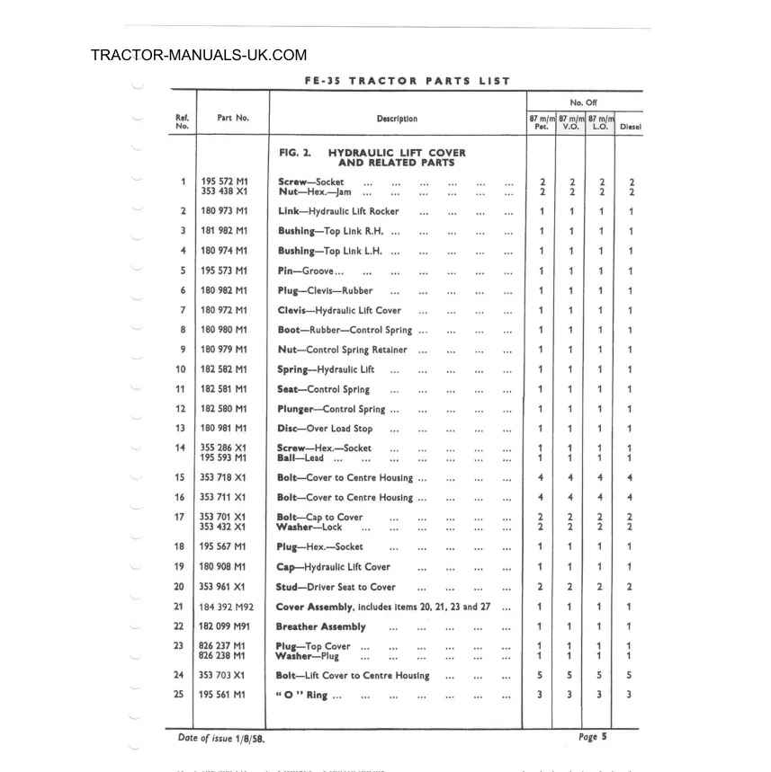 Massey Ferguson FE-35 Tractor Parts Manual preview page 6