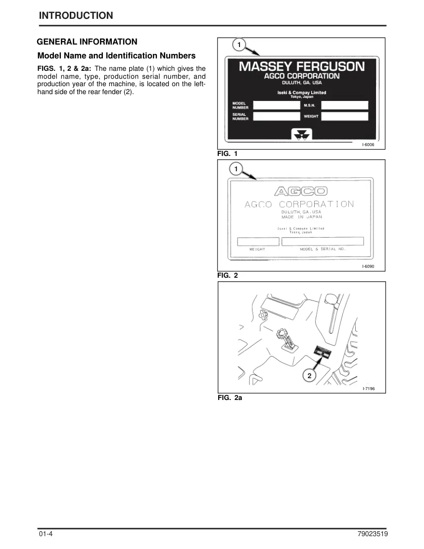 Massey Ferguson GC2300 Tractor Service & Repair Manual preview page 4