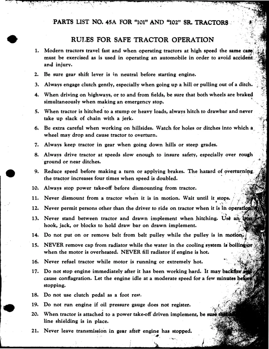 Massey Ferguson Harris 101 102 Senior Tractor Parts Manual preview page 3