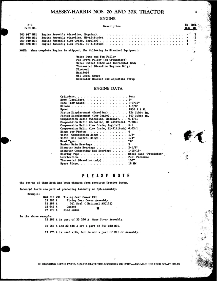 Massey Ferguson Harris 20 20K Tractor Parts Manual preview page 5