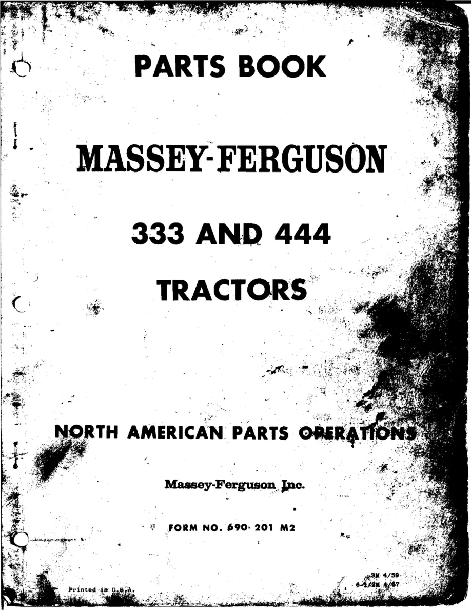 Massey Ferguson Harris 333 & 444 Tractor Parts Manual preview page 1