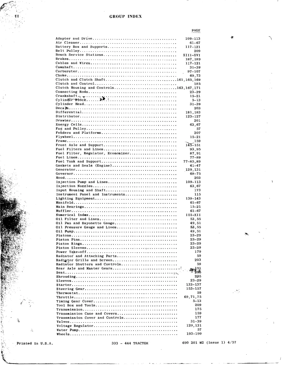 Massey Ferguson Harris 333 & 444 Tractor Parts Manual preview page 4