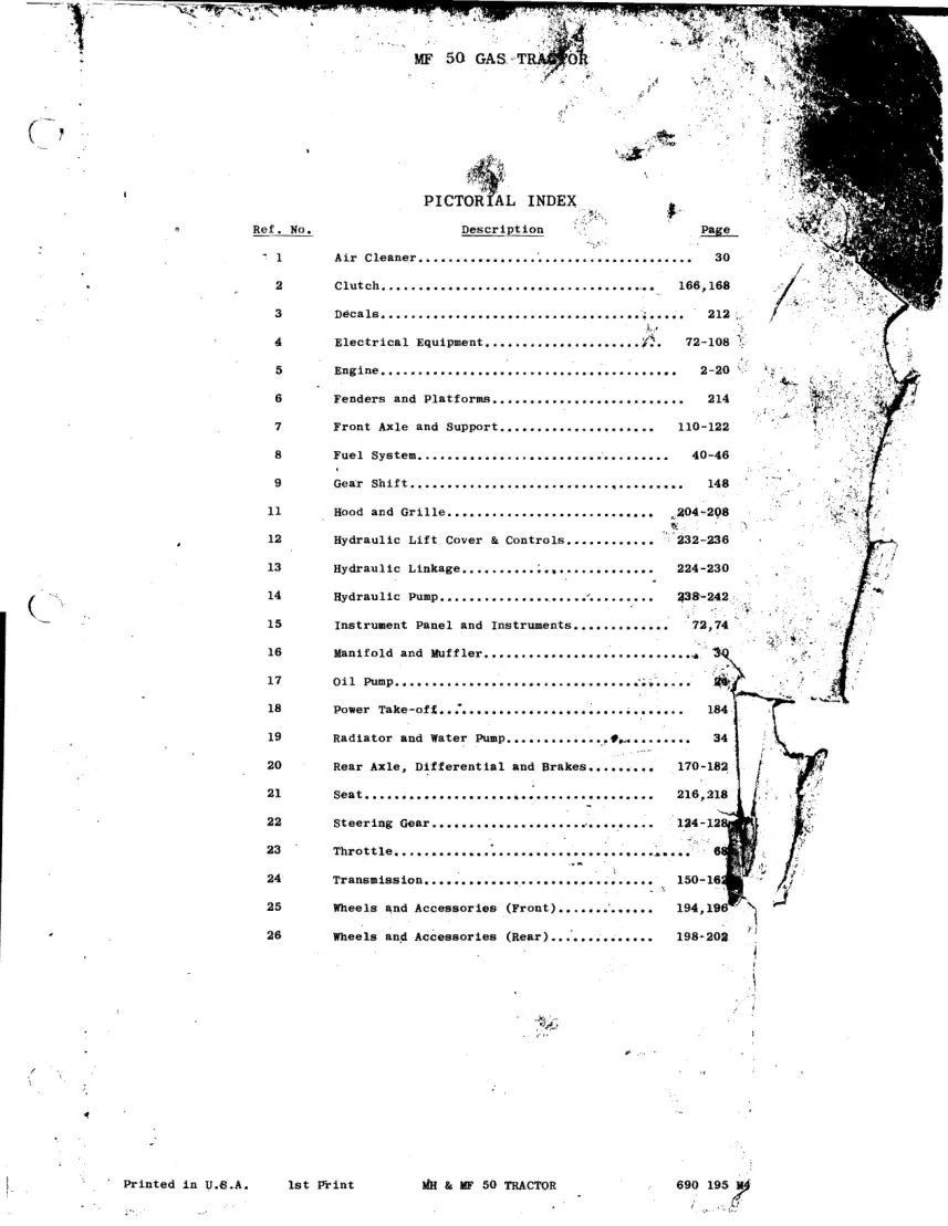 Massey Ferguson /HARRIS 50 Gas & Diesel Tractor Parts Manual preview page 3