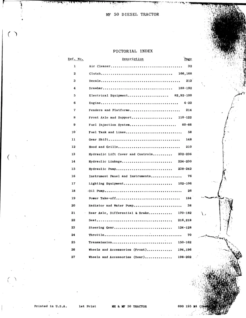 Massey Ferguson /HARRIS 50 Gas & Diesel Tractor Parts Manual preview page 5