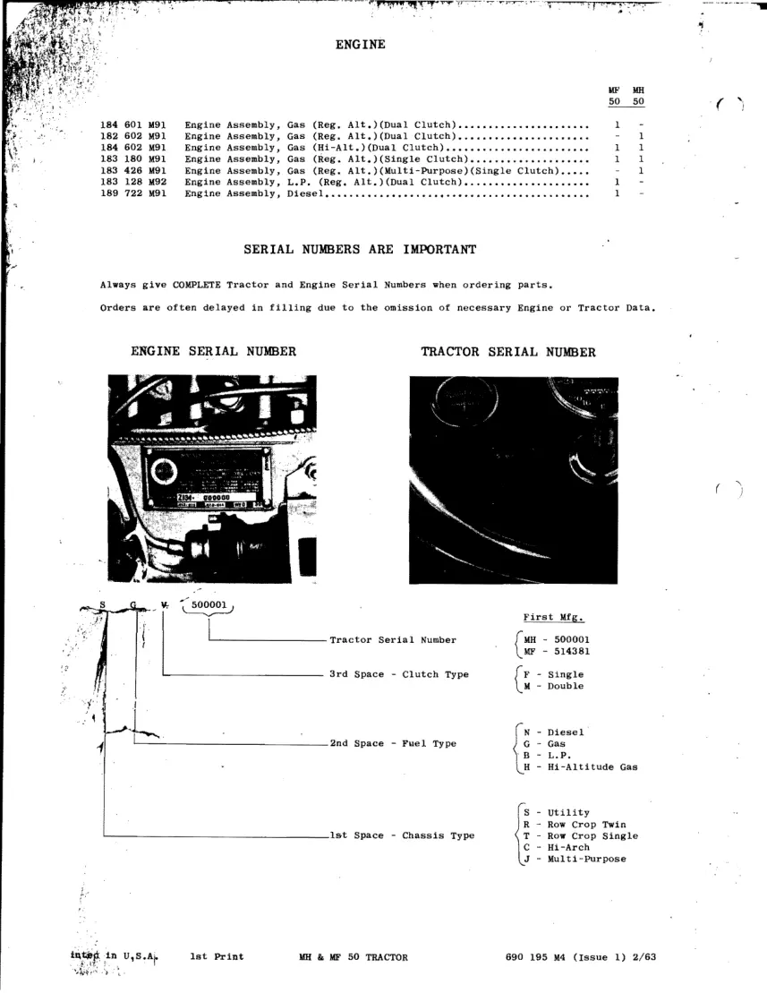 Massey Ferguson /HARRIS 50 Gas & Diesel Tractor Parts Manual preview page 6